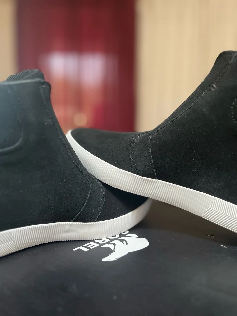 Sorel Black Suede Waterproof Out N About Pull On Wedge sneaker boots